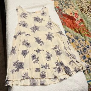 Altar'd State Cream Tunic with Tiered Pleats